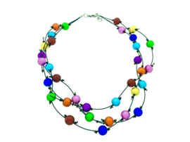 Handgemaakt multi collier met bolletjes op nylon