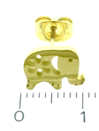 Edelstalen oorbellen met een olifant goudkleur