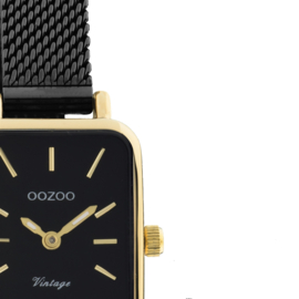 OOZOO Vintage rechthoek zwart/goud 26 mm