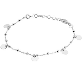 zilveren set collier en armband met ronde plaatjes