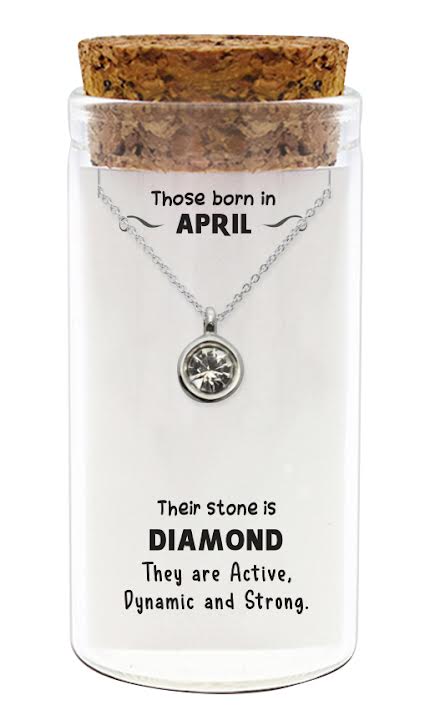Zilveren ketting met geboortesteen van April