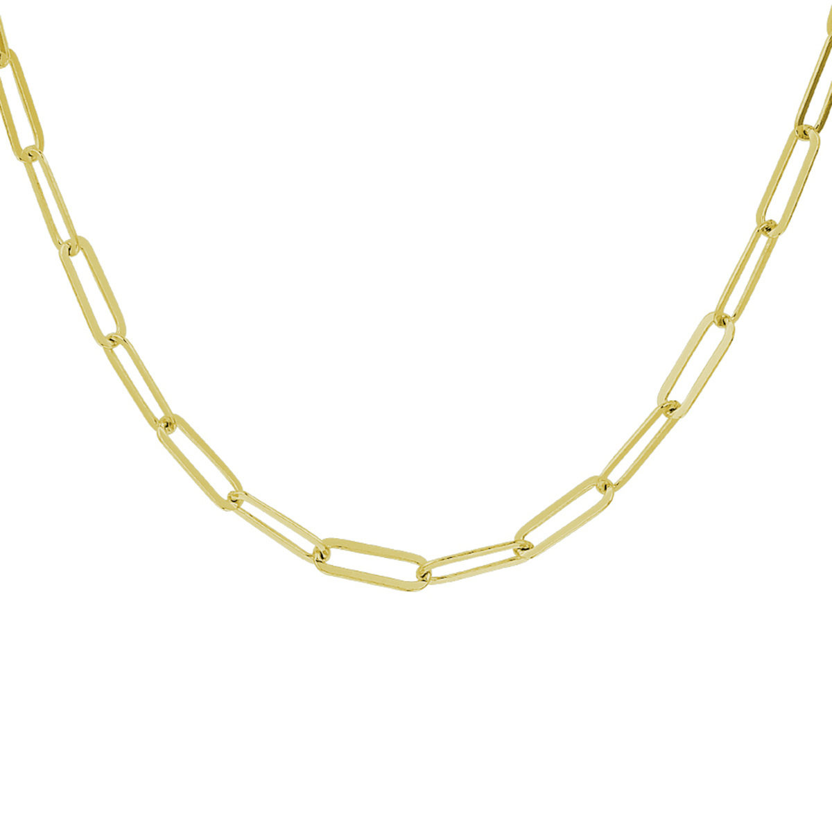 collier paperclip 3,8 mm 41 + 4 cm 3 micron - armband paperclip 3,8 mm 16 + 3 cm 3 micron