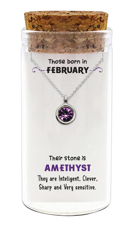Zilveren ketting met geboortesteen van Februari