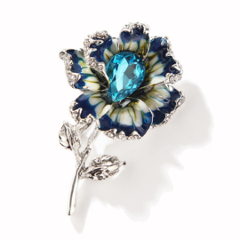 Broche bloem blauw