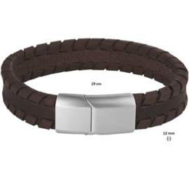 Armband leer donkerbruin 12 mm 19 cm