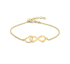 Armband infinity en hart 1,3 mm 16 + 3 cm