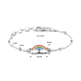 Zilveren armband regenboog 1,0 mm 11 + 2 cm