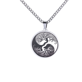 edelstalen ketting: ying yang