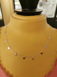 Zilveren collier coins /sterren