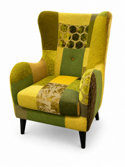 Moorfauteuil patchwork "a patch of green & yellow"