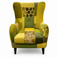 Moorfauteuil patchwork "a patch of green & yellow"