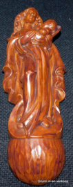 Vintage houten Maria beeldje met kind