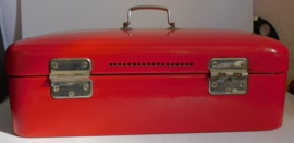 Brocante rode emaille broodtrommel