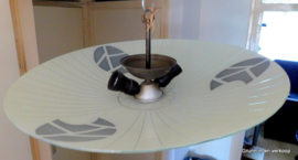 Glazen vintage plafondlamp / plafonnière 1950'S