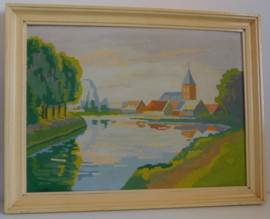 T. v.d. Hout schilderij - Gezicht op Vreeland