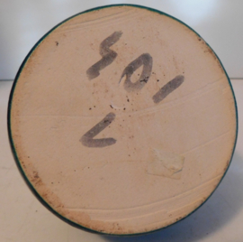 Vintage aardewerk vaas met blauw-groen glazuur