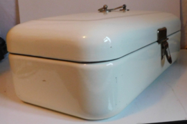 Emaille crèmekleurige broodtrommel
