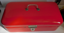 Brocante rode emaille broodtrommel