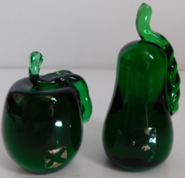Emerald green glazen appel + Peer