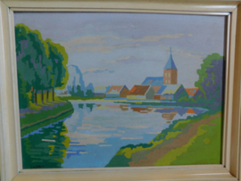 T. v.d. Hout schilderij - Gezicht op Vreeland