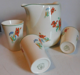 Société Céramique Maestricht melkkan + 3 bekers