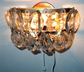 Messing wandlamp met glazen pegels
