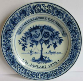 Delfts blauw wandbord 1938
