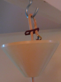 Retro wit glazen hanglamp, jaren 60