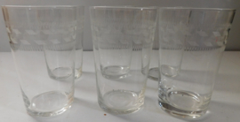 Leerdam bekerglazen met gravure Guilloche Grec