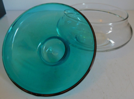 Leerdam Bonbonnière met turquoise deksel