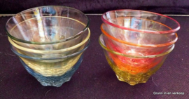 Set Italiaanse gekleurde glazen compote schaaltjes