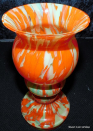 Bohemian orange and green spatter glass vaas