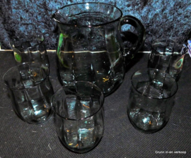 Art Deco glas set met schenkkan