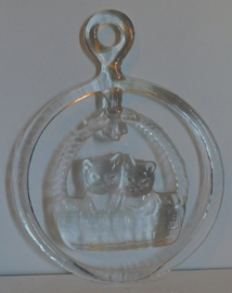 Kosta Boda, two kittens in basket Suncatcher