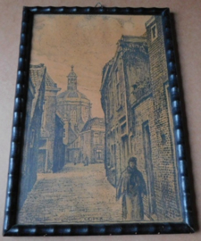 Ferdinand H. V. Wolde -  Litho,  Stadsgezicht - Leiden
