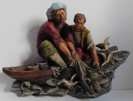 Vintage wand decoratie, De Oude Visser in reliëf