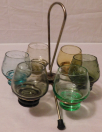 Set gekleurde glazen + houder