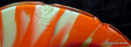 Bohemian orange and green spatter glass vaas