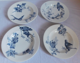 Set of 4 antieke Wedgwood borden met vogels decor.