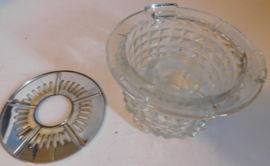 Brocante Waxinelicht houder / warmhoud stel