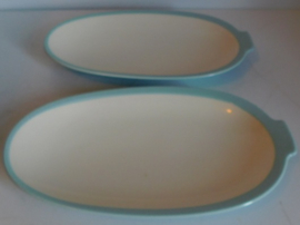 Petrus Regout pastel twee ovale schalen