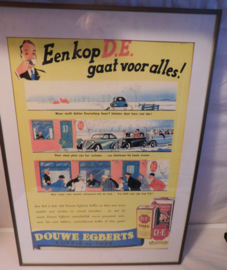 Nostalgische ingelijst Reclame zeefdruk Douwe Egberts