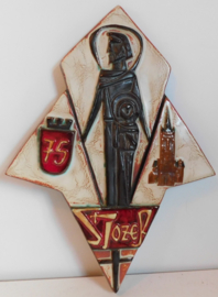 Religieus keramiek wandpaneel / plaquette