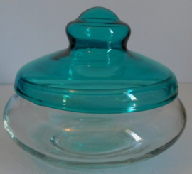 Leerdam Bonbonnière met turquoise deksel