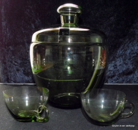A.D. Copier Bowl kom + zeven bowl glazen