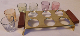 Set gekleurde glazen + houder