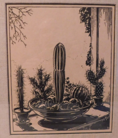 Cactussen, Cornelis Rol ca. 1930, houtsnede