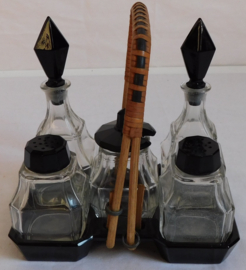 Art Deco Cruet Set  - Zesdelig