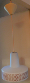 Retro wit glazen hanglamp, jaren 60