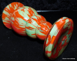 Bohemian orange and green spatter glass vaas